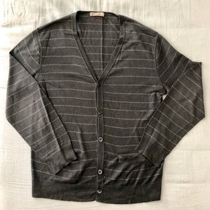 J. Crew striped grey cardigan linen/cotton Men’s L